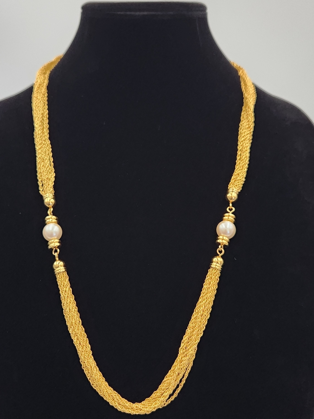 Gold-Tone Multi-Strand Pearl Accent Necklace